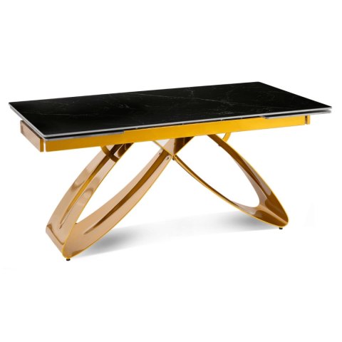 Stół LUIGI Ceramiczny Rozkładany 160-240 cm Czarny Marmur/Złoty