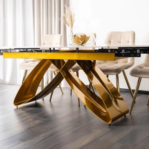 Stół LUIGI Ceramiczny Rozkładany 160-240 cm Czarny Marmur/Złoty