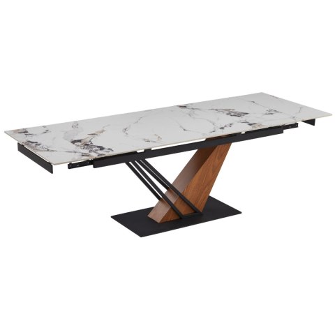 Stół REX 2 Ceramiczny Rozkładany 180-240 cm Biały Marmur/Dąb