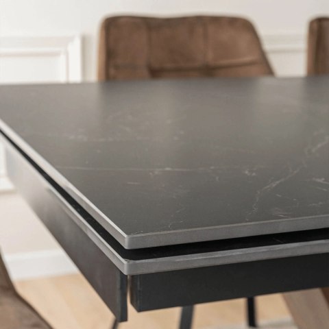Stół REX 2 Ceramiczny Rozkładany 180-240 cm Czarny Marmur/Orzech