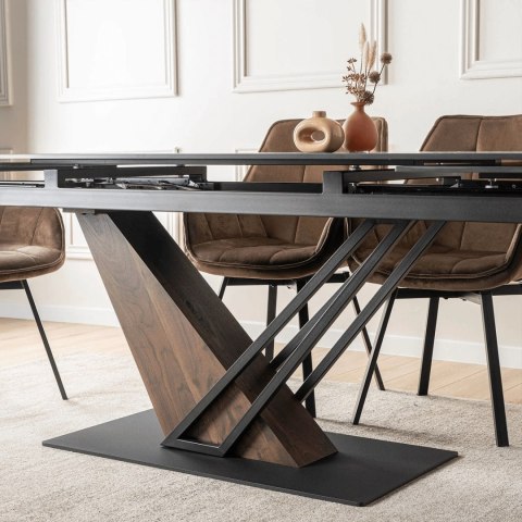 Stół REX 2 Ceramiczny Rozkładany 180-240 cm Czarny Marmur/Orzech