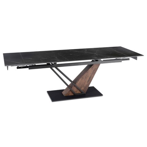 Stół REX 2 Ceramiczny Rozkładany 180-240 cm Czarny Marmur/Orzech