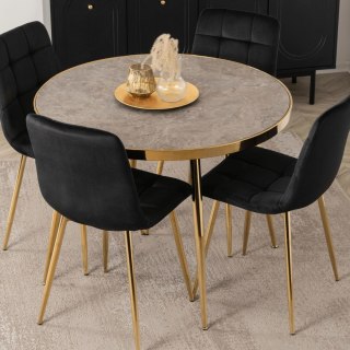 Stół TINGA 100 cm Szklany Szary Marmur/Złoty