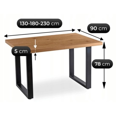 Stół TOMAS Rozkładany 130-230 cm Dąb Złoty/Czarny