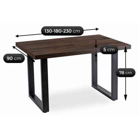 Stół TOMAS Rozkładany 130-230 cm Orzech/Czarny