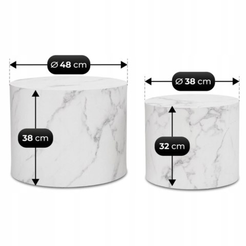 Zestaw Stolików LEILA Biały Marmur