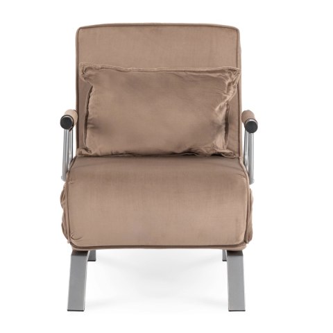 Fotel Rozkładany BART Wypoczynkowy Beżowy Welurowy do Spania Leżanka Nowoczesny