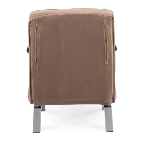 Fotel Rozkładany BART Wypoczynkowy Beżowy Welurowy do Spania Leżanka Nowoczesny