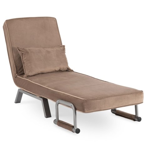 Fotel Rozkładany BART Wypoczynkowy Beżowy Welurowy do Spania Leżanka Nowoczesny