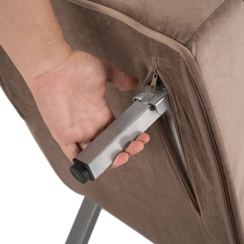 Fotel Rozkładany BART Wypoczynkowy Beżowy Welurowy do Spania Leżanka Nowoczesny