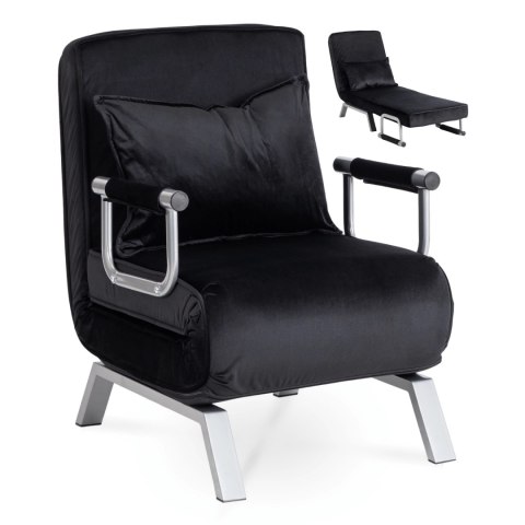 Fotel Rozkładany BART Czarny Welurowy