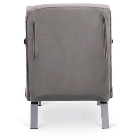 Fotel Rozkładany BART Wypoczynkowy Szary Welurowy do Spania Leżanka Nowoczesny