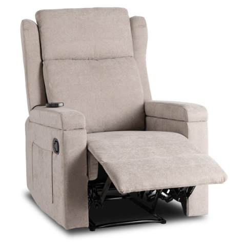 Fotel Rozkładany Masujący SEBASTIAN Beżowy Tkanina