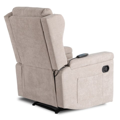 Fotel Rozkładany Masujący SEBASTIAN Beżowy Tkanina
