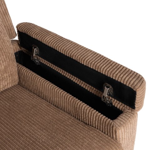 Fotel Rozkładany Masujący SEBASTIAN Brązowy Sztruksowy