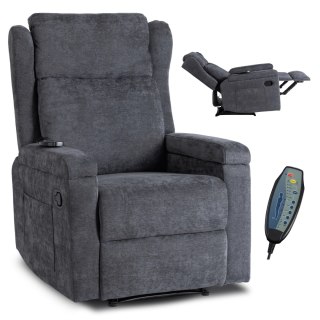Fotel Rozkładany Masujący SEBASTIAN Ciemnoszary Tkanina