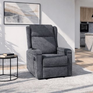 Fotel Rozkładany Masujący SEBASTIAN Ciemnoszary Tkanina