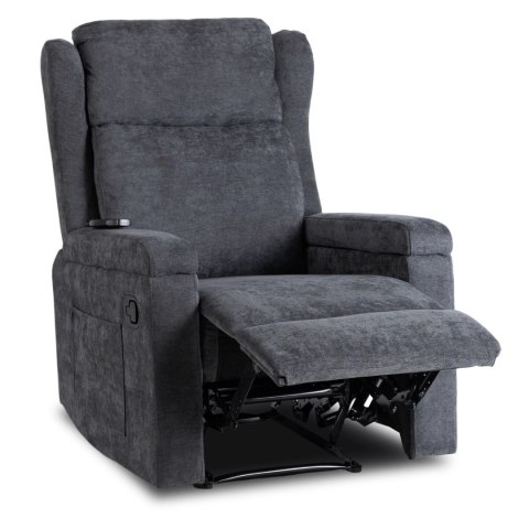 Fotel Rozkładany Masujący SEBASTIAN Ciemnoszary Tkanina