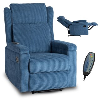 Fotel Rozkładany Masujący SEBASTIAN Granatowy Sztruksowy