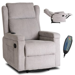 Fotel Rozkładany Masujący SEBASTIAN Szary Sztruksowy