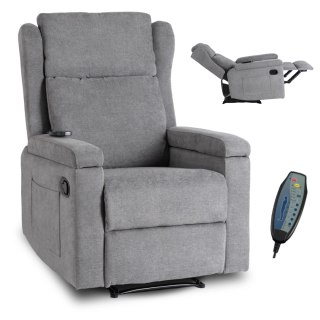 Fotel Rozkładany Masujący SEBASTIAN Szary Tkanina