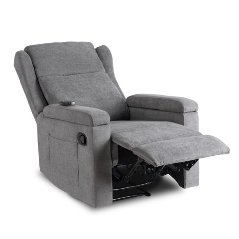 Fotel Rozkładany Masujący SEBASTIAN Szary Tkanina