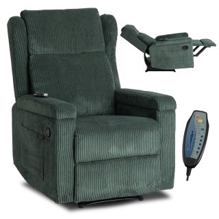 Fotel Rozkładany Masujący SEBASTIAN Zielony Sztruksowy