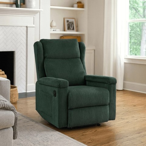 Fotel Rozkładany Masujący SEBASTIAN Zielony Sztruksowy