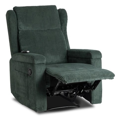 Fotel Rozkładany Masujący SEBASTIAN Zielony Sztruksowy