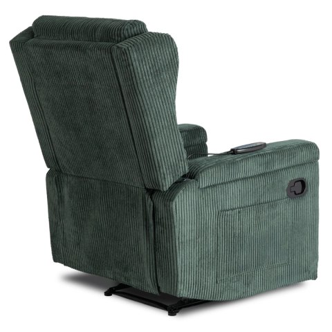 Fotel Rozkładany Masujący SEBASTIAN Zielony Sztruksowy