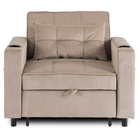 Fotel do Spania SOLOR Rozkładany Amerykanka Beżowy Sztruksowy Nowoczesny