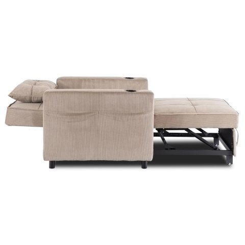 Fotel do Spania SOLOR Rozkładany Amerykanka Beżowy Sztruksowy Nowoczesny