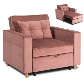 Fotel Rozkładany SOLOR Różowy Welurowy