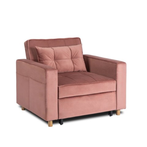 Fotel Rozkładany SOLOR Różowy Welurowy