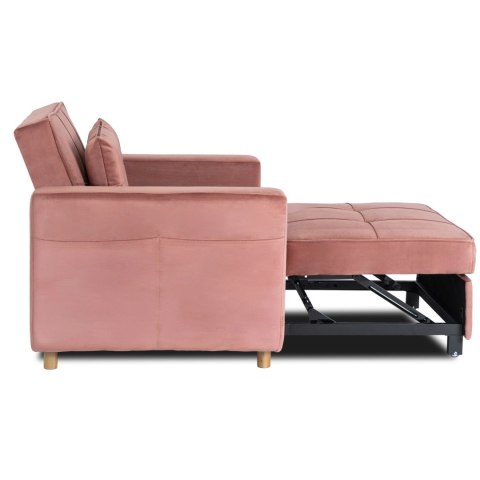 Fotel Rozkładany SOLOR Różowy Welurowy
