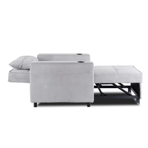 Fotel do Spania SOLOR Rozkładany Amerykanka Szary Sztruksowy Nowoczesny