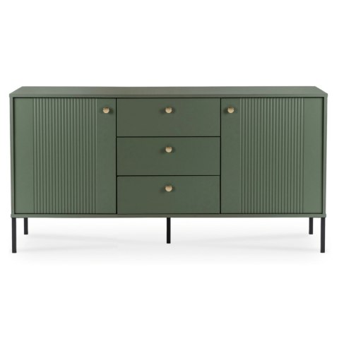 Komoda SOFT 154 cm Dwudrzwiowa z Szufladami Ryflowana Zielona