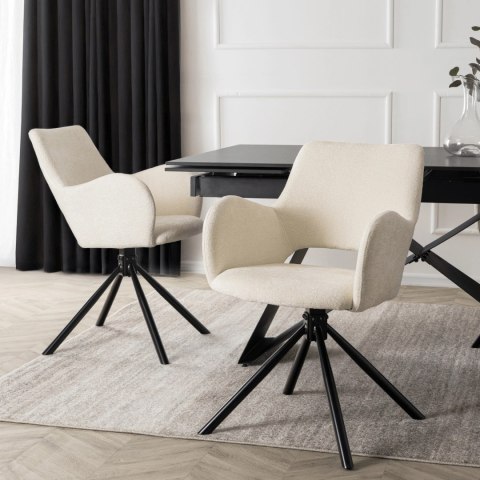 Krzesło Tapicerowane FLAV Kremowe Nowoczesne