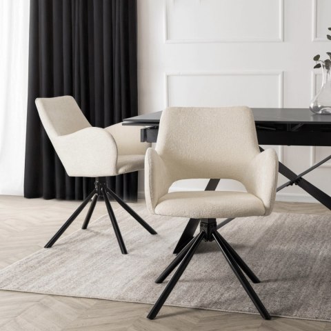 Krzesło Tapicerowane FLAV Kremowe Nowoczesne
