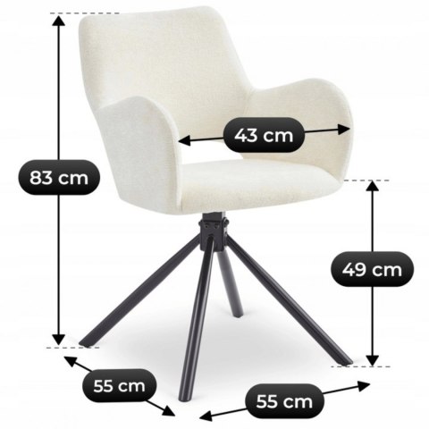 Krzesło Tapicerowane FLAV Kremowe Nowoczesne