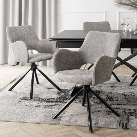 Krzesło Tapicerowane FLAV Szare Nowoczesne