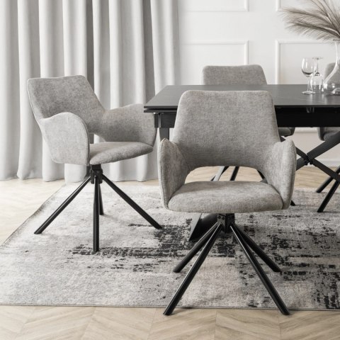 Krzesło Tapicerowane FLAV Szare Nowoczesne