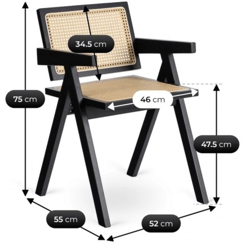 Krzesło MADERA Czarne/Beż Ażurowe