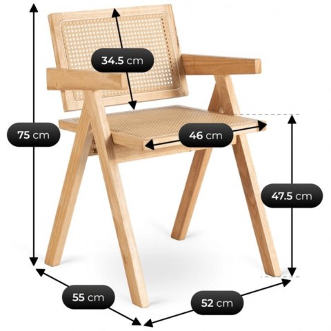 Krzesło MADERA Dąb/Beż Ażurowe