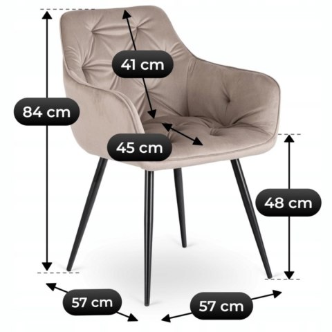 Krzesło MODESTO Beżowe Welurowe