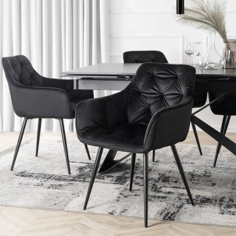 Krzesło MODESTO Czarne Welurowe