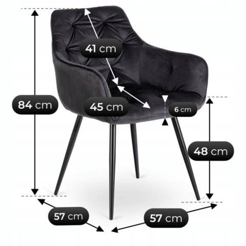 Krzesło MODESTO Czarne Welurowe