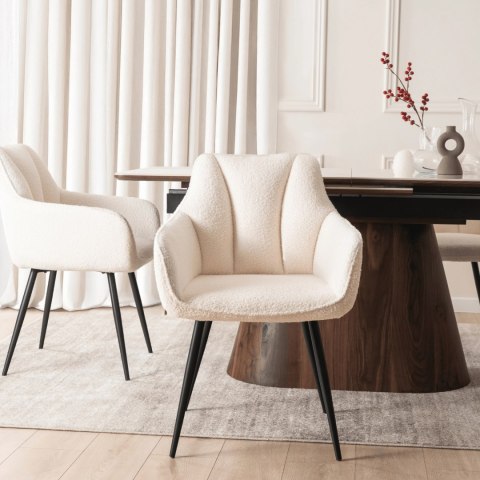 Krzesło NAWARA Kremowe Boucle