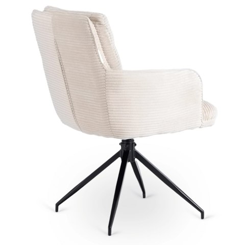 Krzesło Tapicerowane Obrotowe do Salonu AKITA Kremowe Sztruksowe Nowoczesne