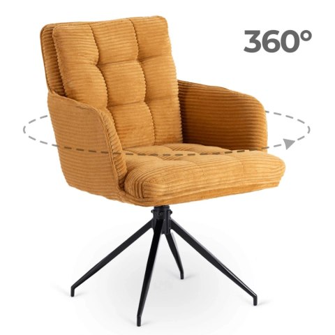 Krzesło Obrotowe AKITA Musztardowe Sztruksowe
